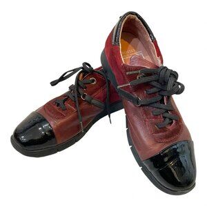 Hispanitas Spain Red Burgundy Black Patent Leather Sneakers Size EUR 38/ US 5